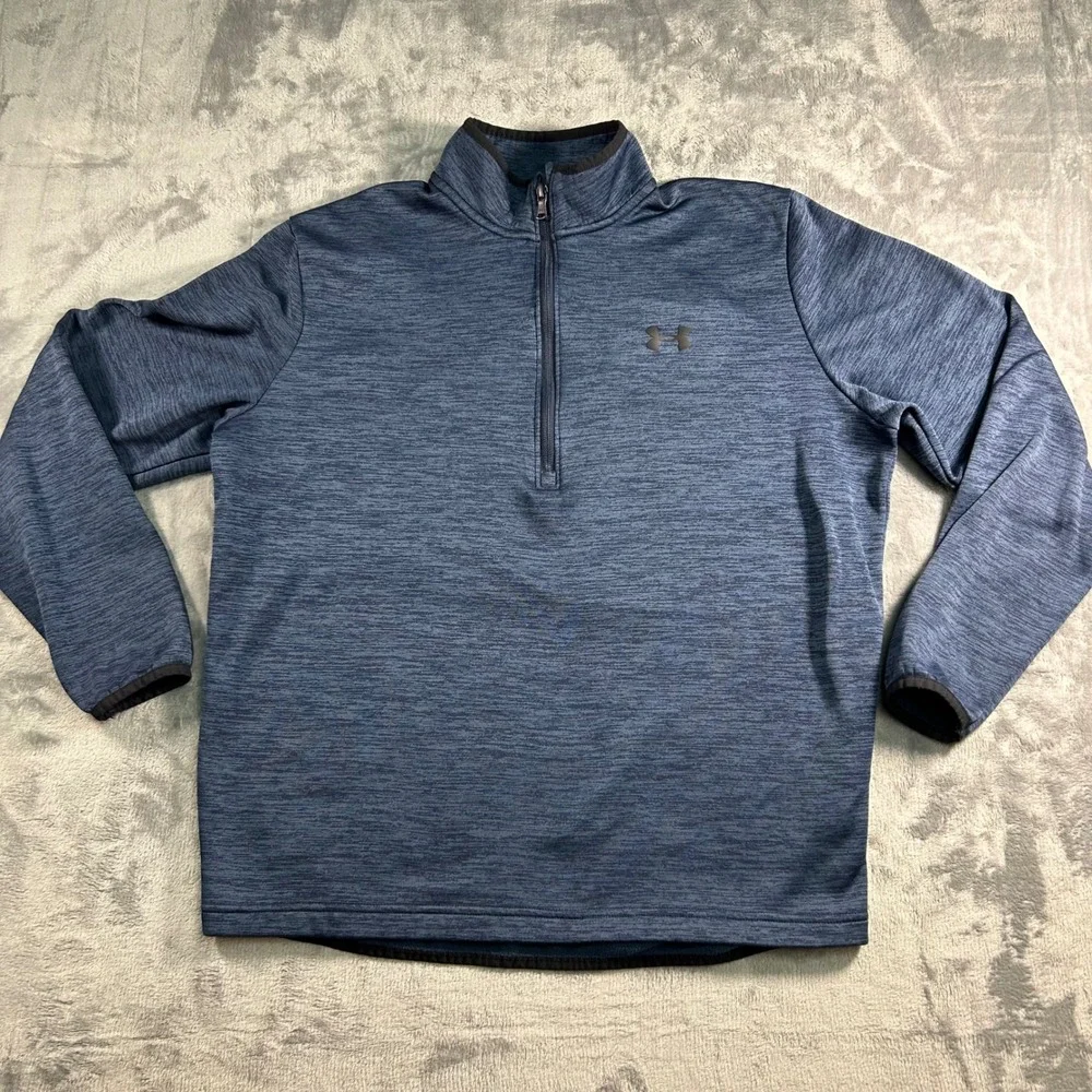 Under Armour‎ Men's Loose Fit 1/4 Zip Pullover Sweatshirt Blue Medium